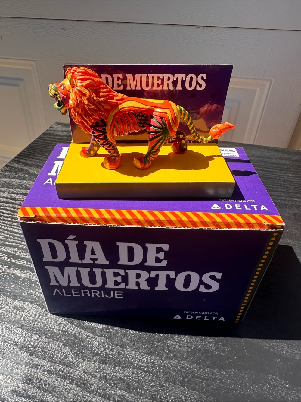 LA KINGS Hand-Painted Día de Muertos Alebrije Lion - Vibrant Orange